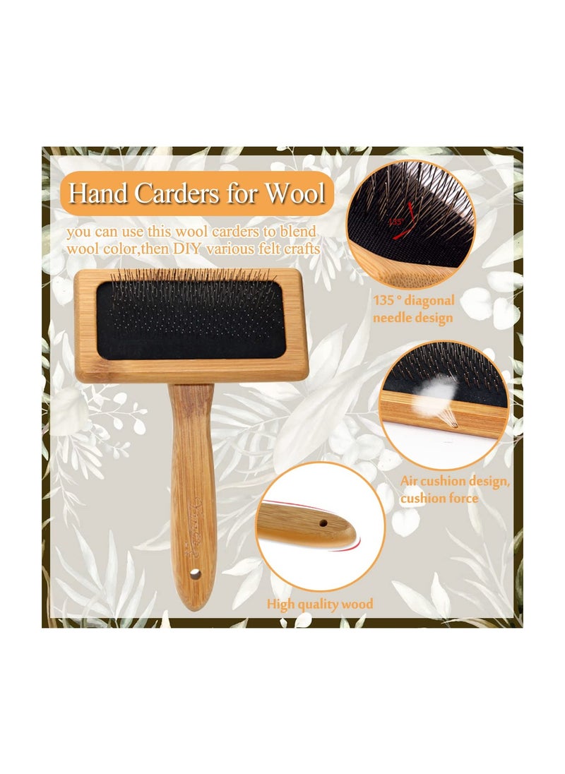 SYOSI - 2 PCS Hand Carders for Wool, Wool Carders Set Needle Felting Tools Solid Wood Handles Slicker Brush for Dogs Grooming , Carding Brushes Craft Tool Essentials for Needle Felting Wool - Image 1