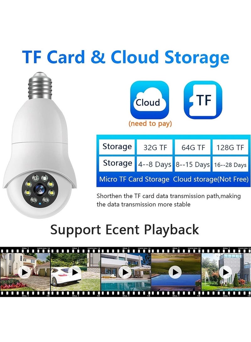 Generic Light Bulb Camera, 360 Degree 2.4GHz/ 5GHz WiFi 1080P Bulb Camera for Indoor/Outdoor, Surveillance Camera Light Bulb Guardcam, Auto Tracking, Two Way Audio, Motion Detection  - Image 3