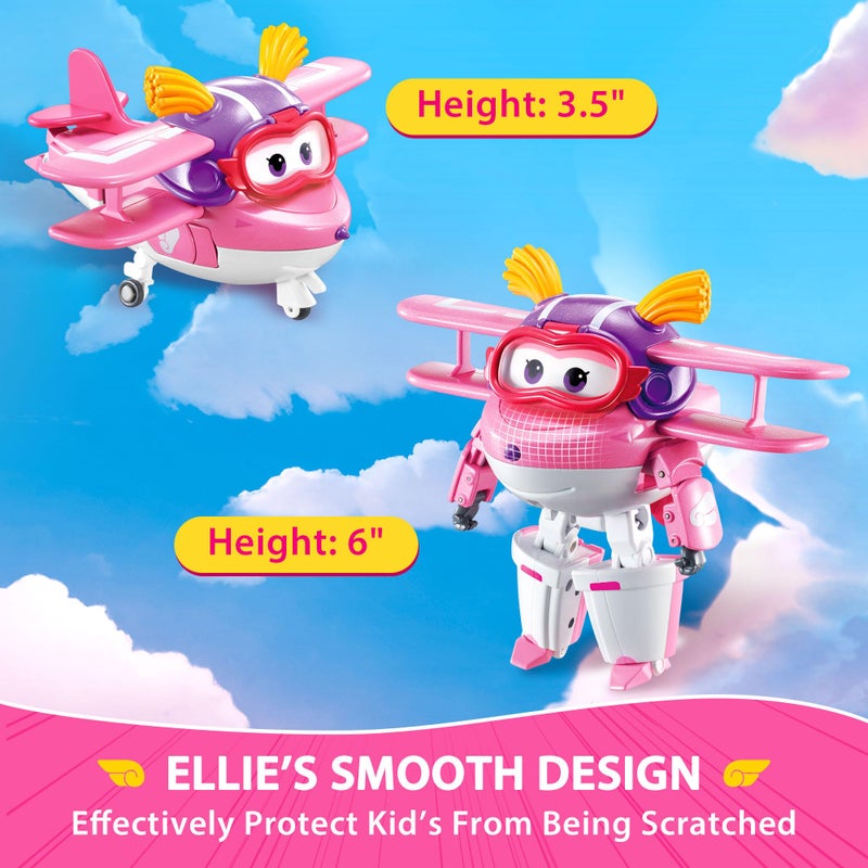 Super Wings Transformer Toys, 5 in Ellie Transforming Airplane Toys, 2-in-1 Mode Action Figures, Plane to Robot, Preschool Gift Transformer Figures Toys for Boys Girls Kids Age 3 4 5 6 7 8+ - Image 2