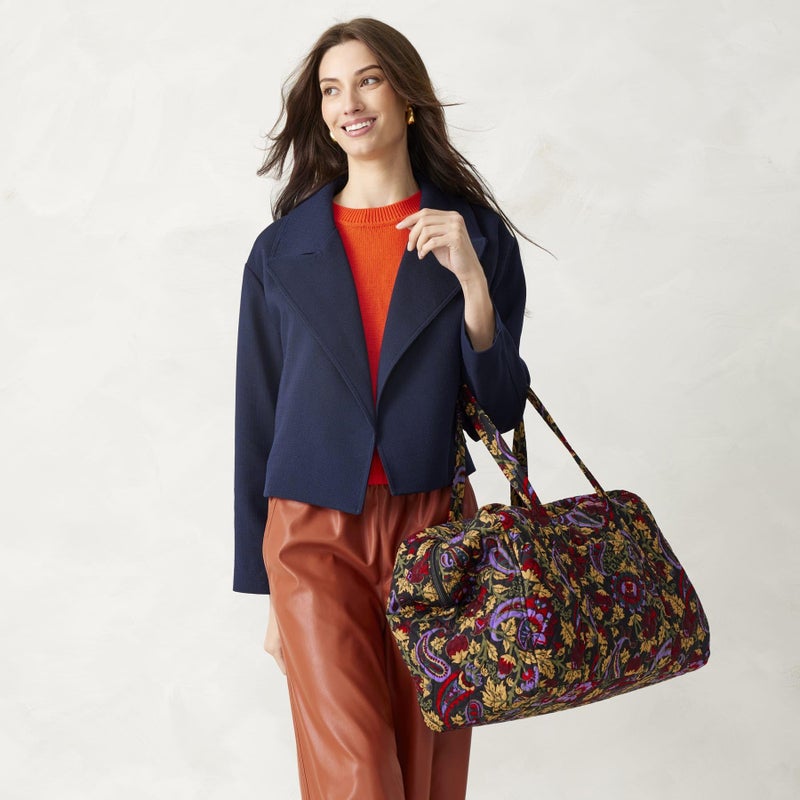 Vera Bradley Women's Premium Cotton Large Miramar Weekender, Midnight Garden Paisley - Image 3