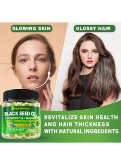 NEVISS NEVISS Black Seed Oil Gummies, Chlorophyll & Sea Moss Supplement 500mg, Biotin 500mcg with Hydrolyzed Collagen for Skin, Hair & Nails Health, Digestion, Joint, Organic Cold Pressed - High Absorption  - Image 5