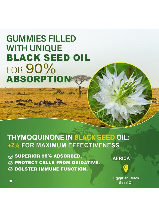 NEVISS Black Seed Oil Gummies, Chlorophyll & Sea Moss Supplement 500mg, Biotin 500mcg with Hydrolyzed Collagen for Skin, Hair & Nails Health, Digestion, Joint, Organic Cold Pressed - High Absorption - Image 3