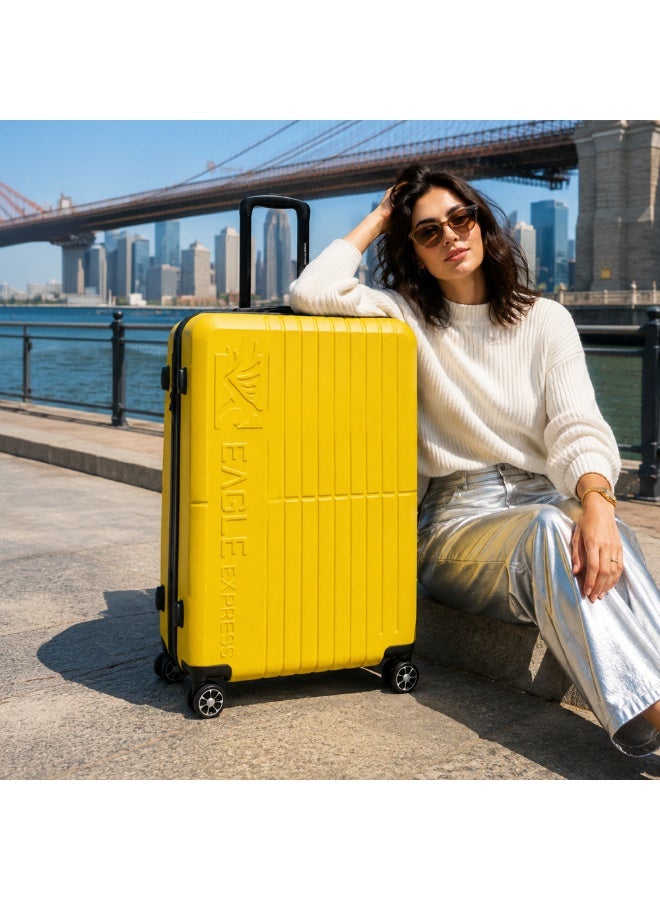 Eagle Express Aura 20 Inch Cabin Luggage Yellow, ABS Hard Shell Carry On Trolley Suitcase with Scratch Resistant Design, Silent Double Spinner Wheels, Anti-Theft Zipper, Soft Grip Handles and 2 Year Warranty - Image 2