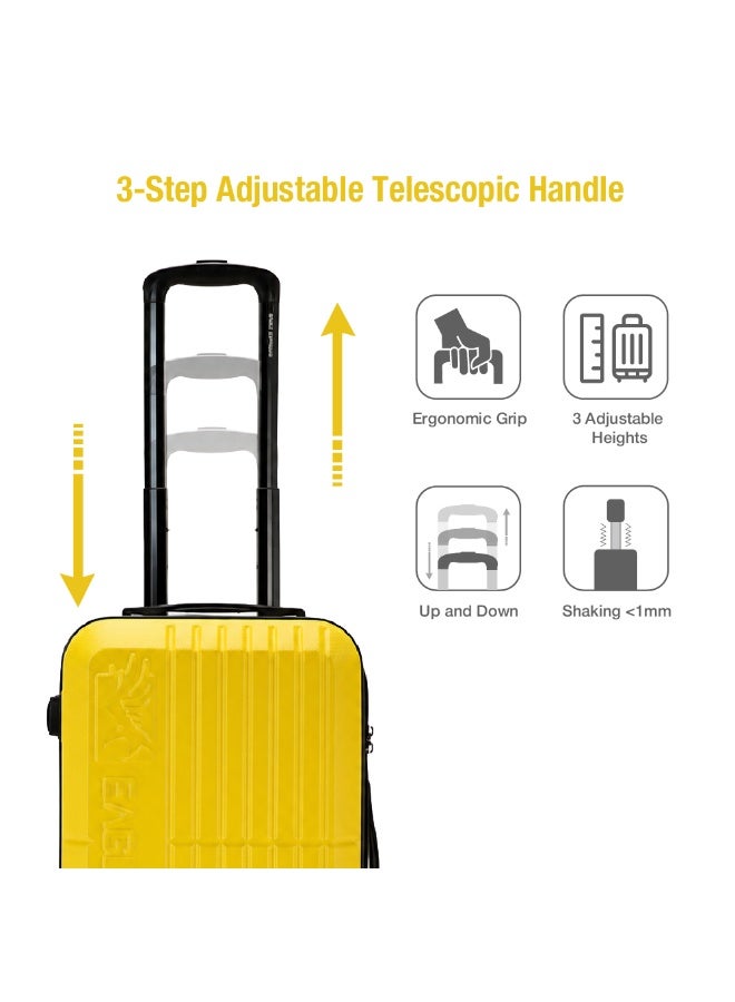 Eagle Express Aura 20 Inch Cabin Luggage Yellow, ABS Hard Shell Carry On Trolley Suitcase with Scratch Resistant Design, Silent Double Spinner Wheels, Anti-Theft Zipper, Soft Grip Handles and 2 Year Warranty - Image 4