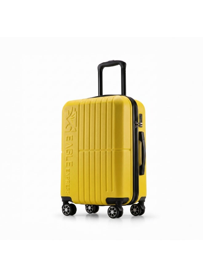 Eagle Express Aura 20 Inch Cabin Luggage Yellow, ABS Hard Shell Carry On Trolley Suitcase with Scratch Resistant Design, Silent Double Spinner Wheels, Anti-Theft Zipper, Soft Grip Handles and 2 Year Warranty - Image 1