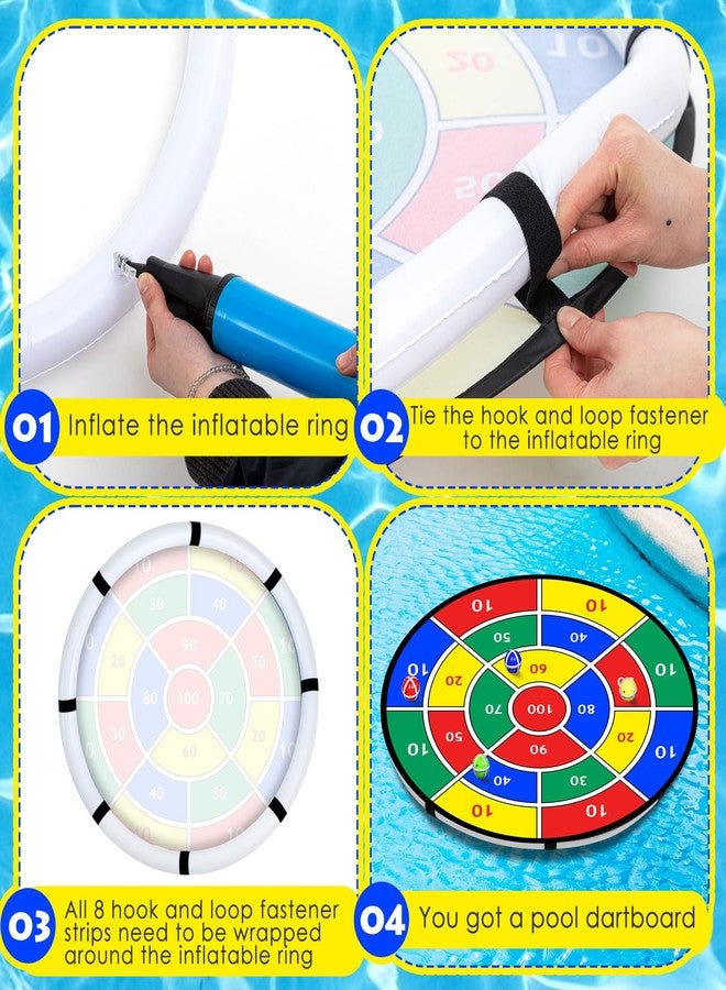 Lunmon Pool Dart Game Set 29 Inch Large Pool Game Toys Inflatable Floating Dart Board with Sticky Balls Swimming Water Indoor Outdoor Yard Playset, Summer Family Party Birthday Gift - Image 3