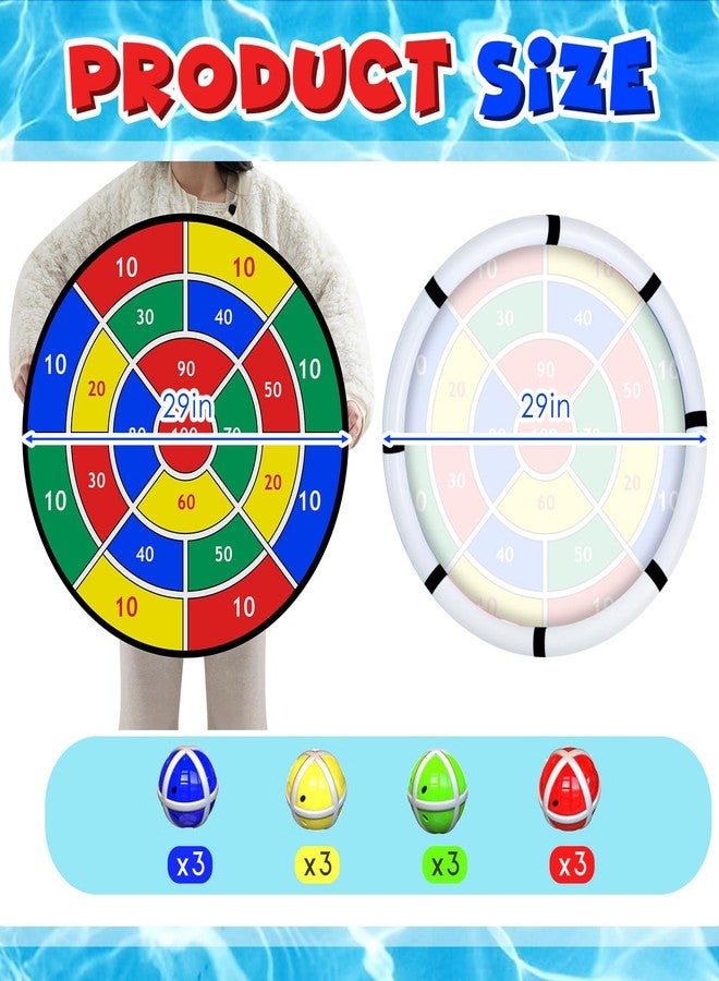 Lunmon Pool Dart Game Set 29 Inch Large Pool Game Toys Inflatable Floating Dart Board with Sticky Balls Swimming Water Indoor Outdoor Yard Playset, Summer Family Party Birthday Gift - Image 2
