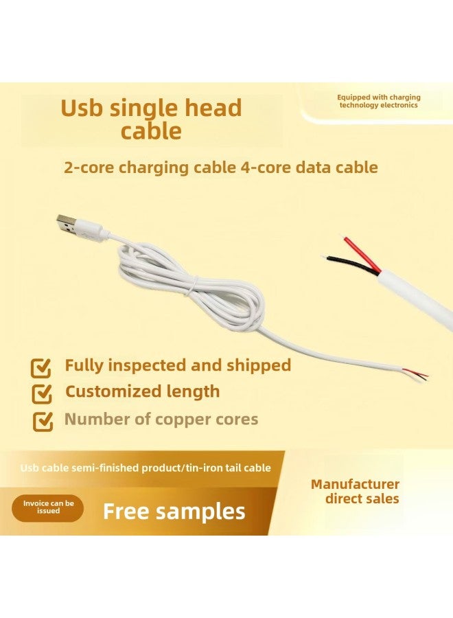 USB Single Head A Switch Line Male 2-core 4-core Semi-finished Peeling Tin Mouse LED Small Speaker Charging Line-Color:White 1m A Netod3.5 24# - Image 1