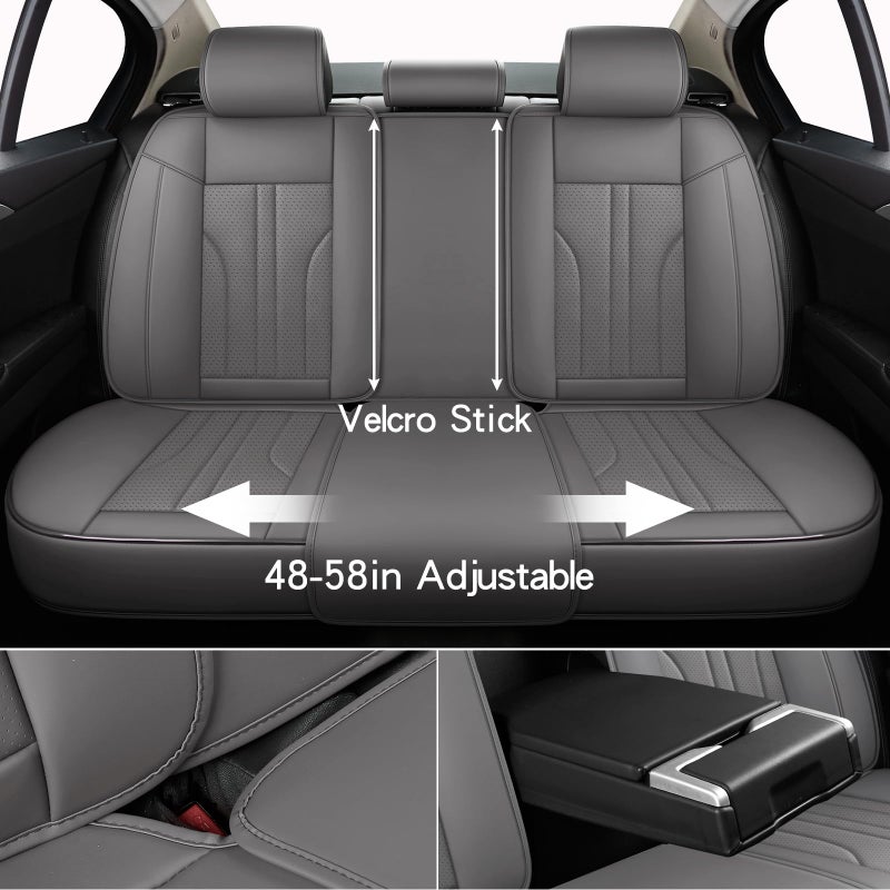 MINGBRON Car Seat Covers Full Set, 5 Seats Comfortable Faux Leather Seat Covers for Cars, Waterproof Automotive Seat Covers, Luxury Universal Fit Seat Covers for SUV, Sedans, Pick-up Trucks (Gray) - Image 4