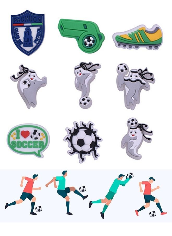 Generic - 28 Pcs Crocs Shoe Decoration Charms Football World Cup Series Boys Girls Men Women Charm for Crocs Hole Hole Shoe Buckle Party Favors Mini Charm Bracelet Wristband for Boys Girls Men Women - Image 1