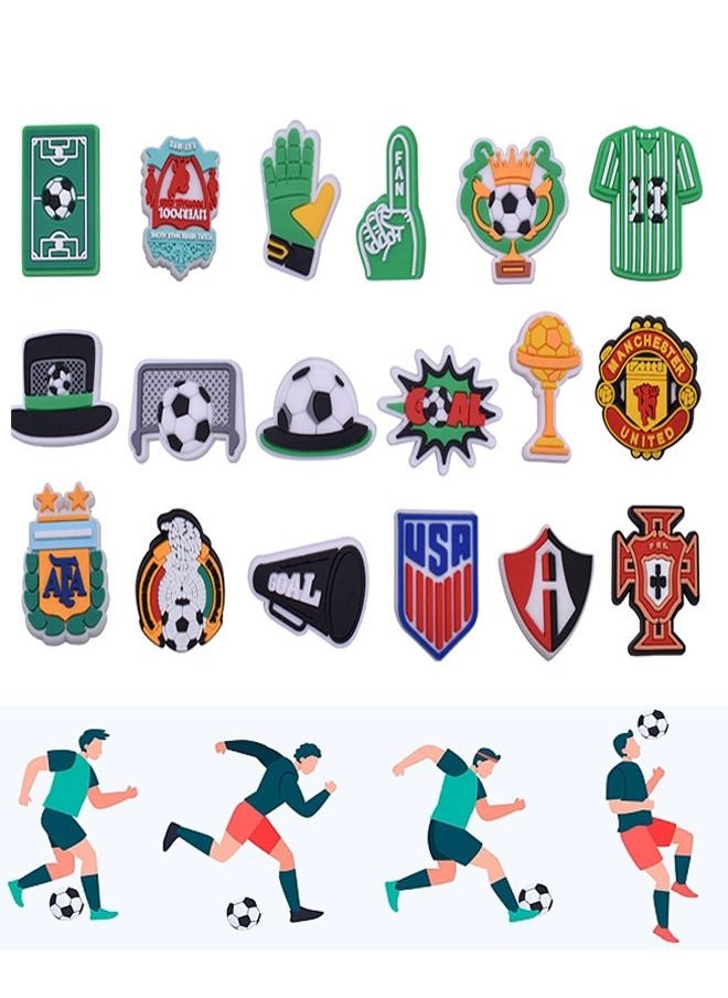 Generic - 28 Pcs Crocs Shoe Decoration Charms Football World Cup Series Boys Girls Men Women Charm for Crocs Hole Hole Shoe Buckle Party Favors Mini Charm Bracelet Wristband for Boys Girls Men Women - Image 1