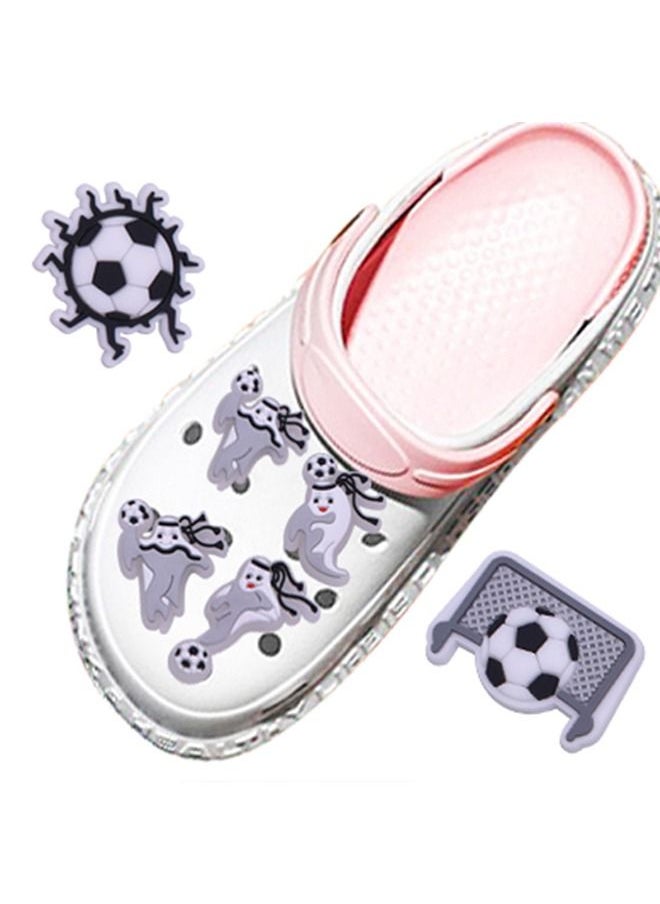 Generic - 28 Pcs Crocs Shoe Decoration Charms Football World Cup Series Boys Girls Men Women Charm for Crocs Hole Hole Shoe Buckle Party Favors Mini Charm Bracelet Wristband for Boys Girls Men Women - Image 1