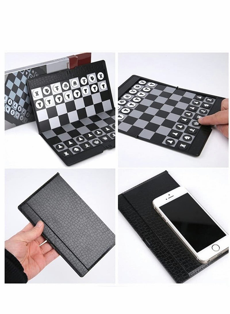 Excefore Chess Set, 7.9-Inch Mini Chess Wallet Set, Magnetic Travel Folding Chess Board Game, Black and White Pieces Board Games, Educational Toys for Kids and Adults, 1 Pcs - Image 3