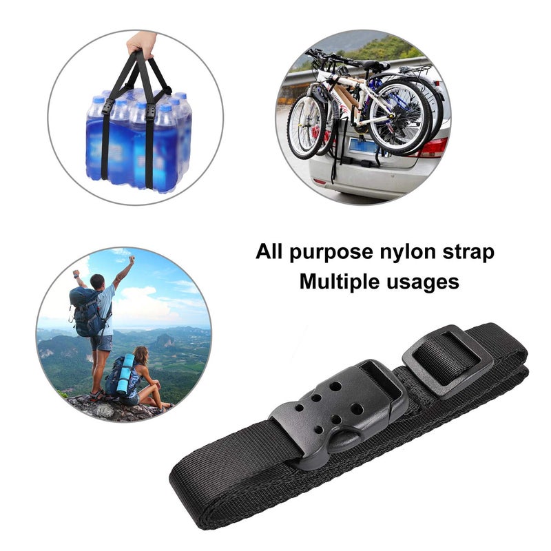 Ayaport Utility Straps With Buckle 40"" Quick-Release Adjustable Nylon Straps Black 4 Pack - Image 4