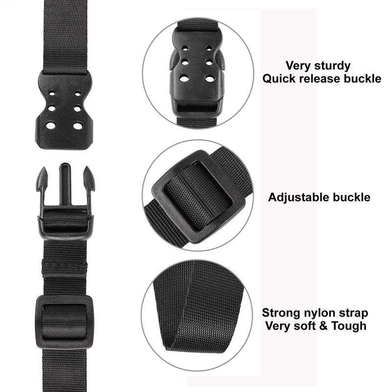 Ayaport Utility Straps With Buckle 40"" Quick-Release Adjustable Nylon Straps Black 4 Pack - Image 2