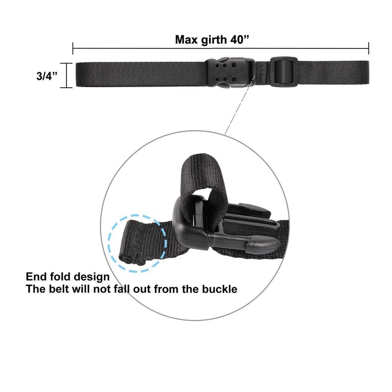 Ayaport Utility Straps With Buckle 40"" Quick-Release Adjustable Nylon Straps Black 4 Pack - Image 3
