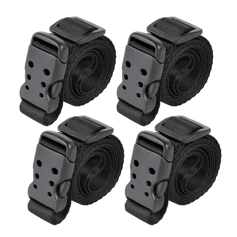 Ayaport Utility Straps With Buckle 40"" Quick-Release Adjustable Nylon Straps Black 4 Pack - Image 1