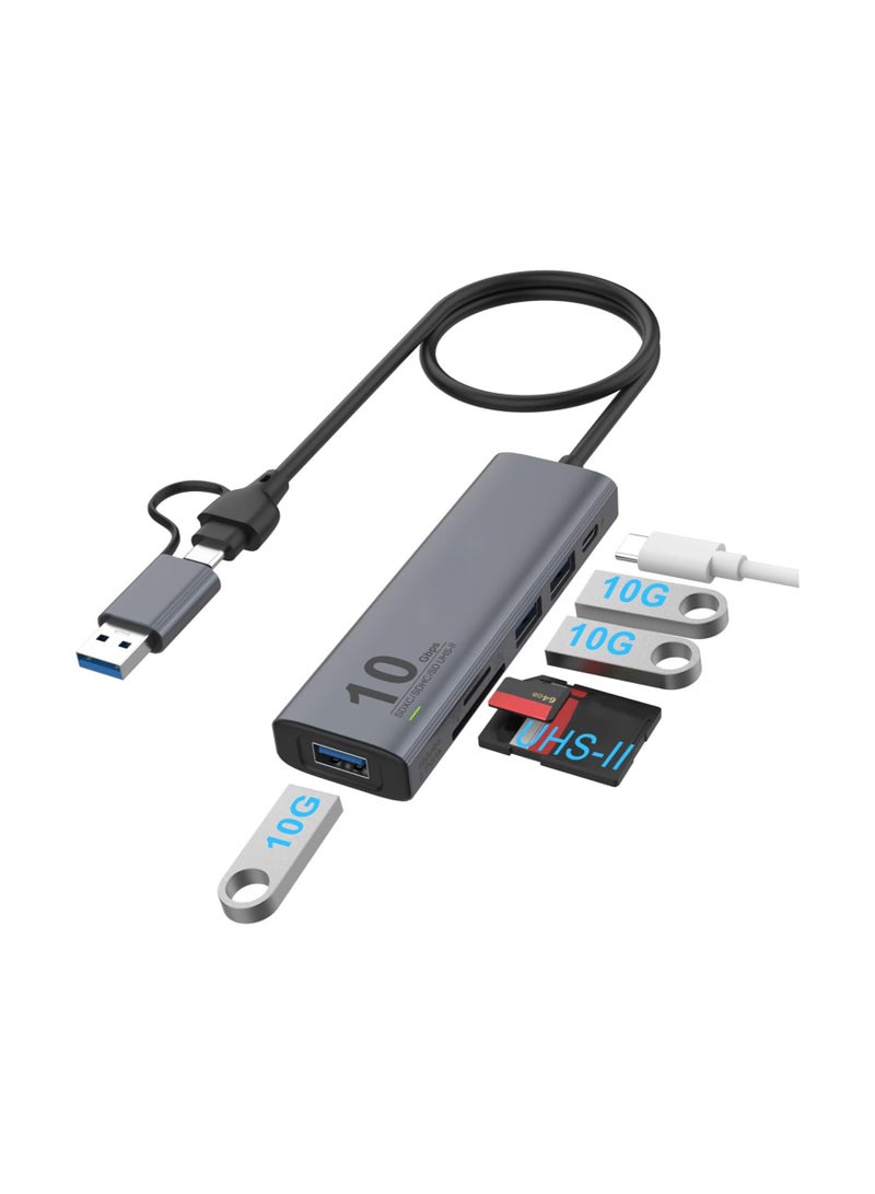 USB C Hub with 3 USB A Ports (10G), USB A/C to A Adapter, USB 3.2 Gen 2, UHS-II SD/TF Card Reader for SD/SDHC/SDXC/Micro SD, High-Speed Data Transfer. - Image 1
