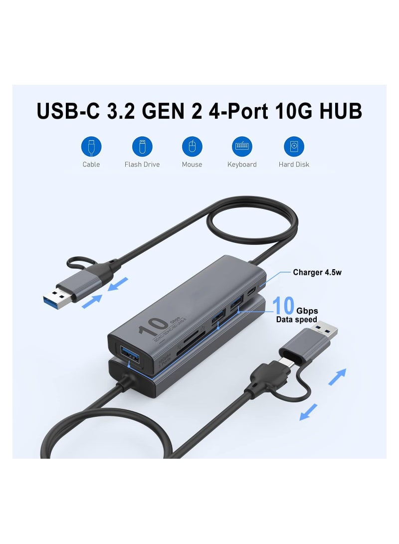 USB C Hub with 3 USB A Ports (10G), USB A/C to A Adapter, USB 3.2 Gen 2, UHS-II SD/TF Card Reader for SD/SDHC/SDXC/Micro SD, High-Speed Data Transfer. - Image 5