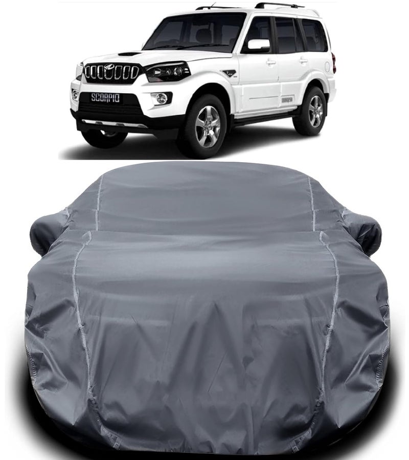 PODWILS Mahindra Scorpio Car Cover Waterproof/Car Body Mahindra/Car Waterproof with Triple Stitched Fully Elastic Ultra Surface Protection (Grey Lookfor Scorpio) - Image 1