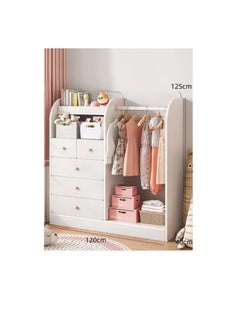Generic Kids Wardrobe Closet,Portable Clothes Rack with 5 Drawer,Freestanding Closet Organizers and Storage System with Hanging Rods,Storage Cabinet Suitable for Cloakrooms,Bedrooms,Entrances（YN011-White）  - Image 5