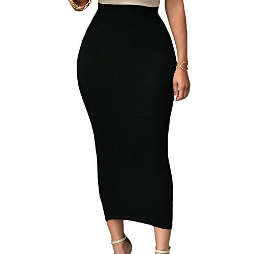 Lrady Eiffel Women's Sexy High Waist Bodycon Party Club Maxi Long Pencil Skirt Black - Image 4