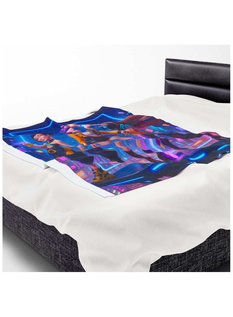general K-POP: Demon Hunting Girl Group Printed Blanket Bright Colors Soft and Skin-Friendly Suitable for Decoration Home and Camping - Image 2