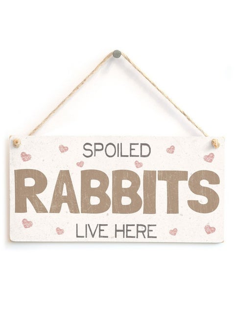 Meijiafei Spoiled Rabbits Live Here - Pretty PVC Rabbit Sign/Plaque 10"x5"