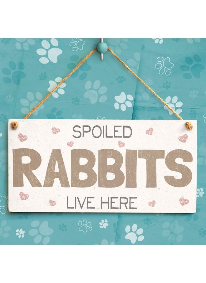 meijiafei - Meijiafei Spoiled Rabbits Live Here - Pretty PVC Rabbit Sign/Plaque 10"x5" - Image 1