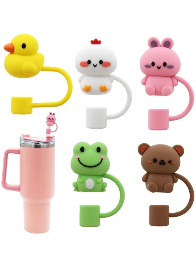 5pcs Silicone Straw Cover Cap for Stanley Cup Compatible with 30 and 40 Oz Tumbler Handles 10mm 0.4in Dust Proof Reusable Straw Tips Lids  - Image 1