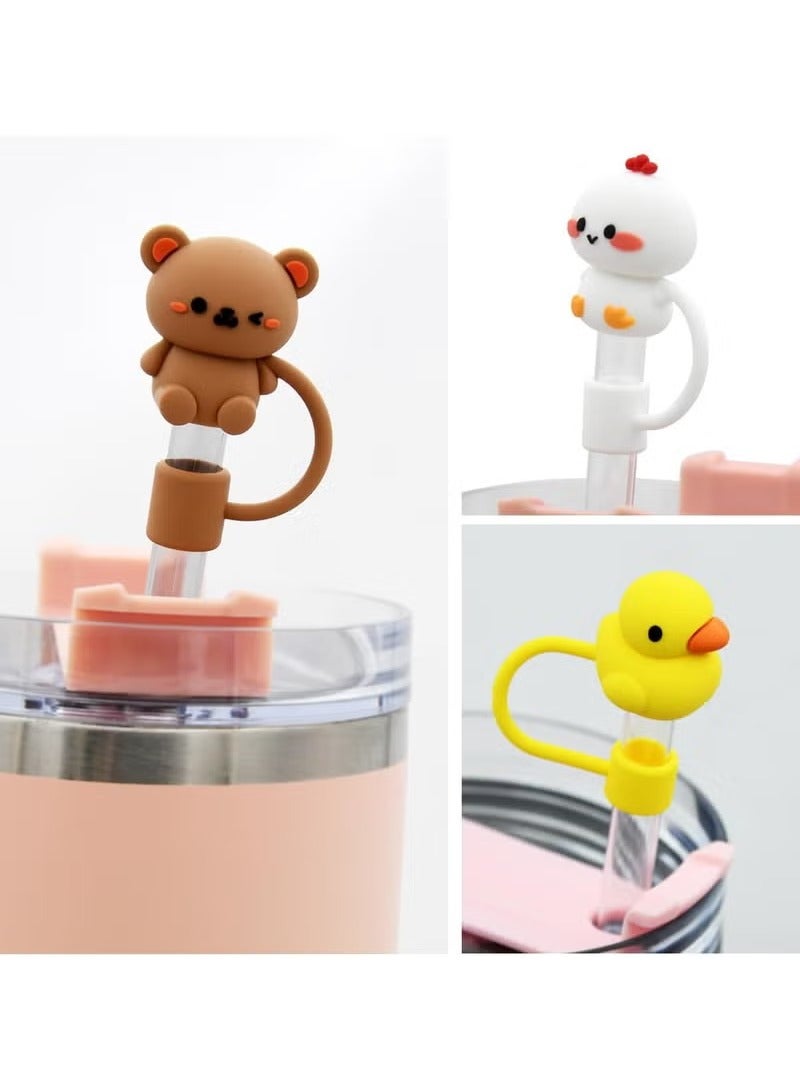 5pcs Silicone Straw Cover Cap for Stanley Cup Compatible with 30 and 40 Oz Tumbler Handles 10mm 0.4in Dust Proof Reusable Straw Tips Lids  - Image 2