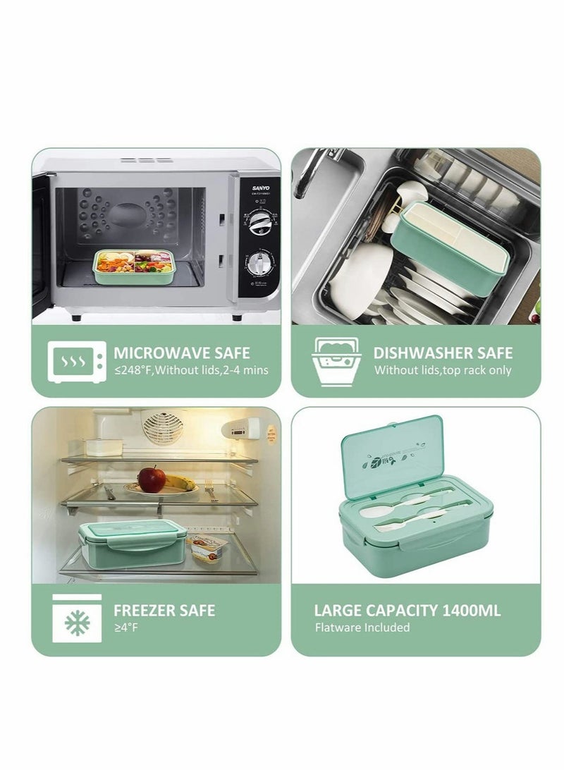 SOLARAE Bento Boxes for Adults 1400 ML Bento Lunch Box For Kids Childrens With Spoon & Fork - Durable, Leak-Proof for On-the-Go Meal, BPA-Free, and Food-Safe Materials - Image 5