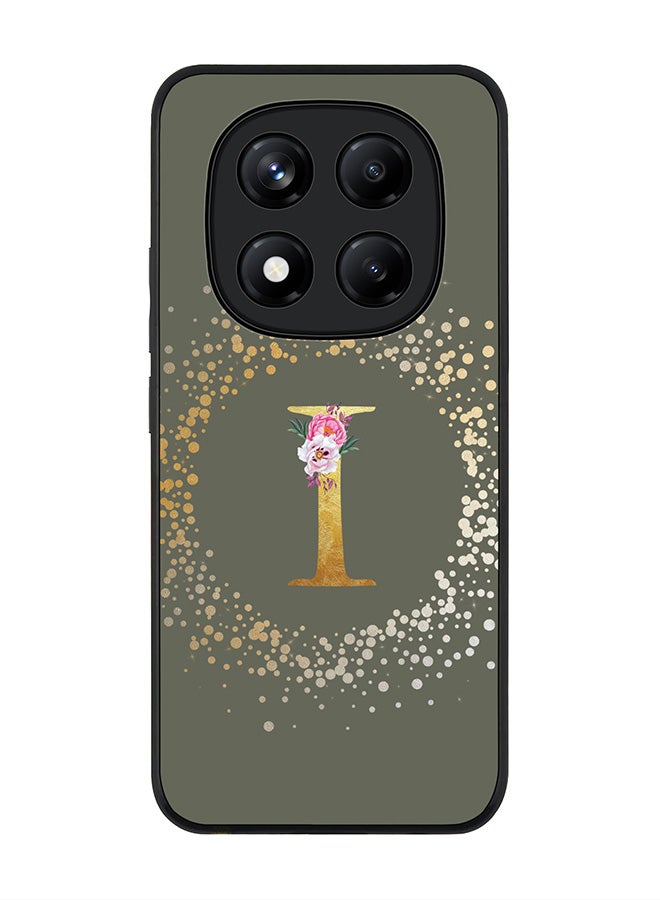 Stylizedd For Xiaomi Redmi Note 14 Pro 4G 4G Case,Slim fit Camera Protection, Shockproof Thin Phone cover  - Custom Monogram Floral - I  (Olive Green ) - Image 1