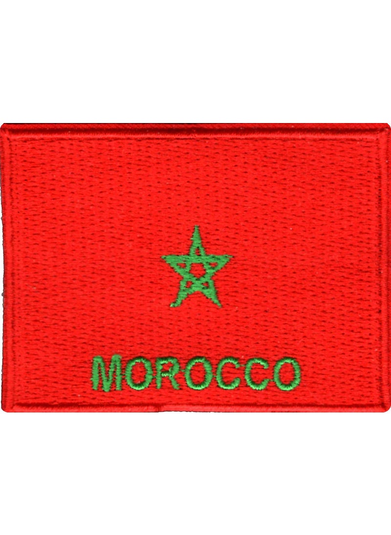 Artist Unknown - Morocco Flag Applique Embroidered Sweing Patch Suitable for Jackets, Bags, T-Shirts, Jeans, Pants, Outdoor Clothing ; Size: 7cm x 5cm ; Imported from Malaysia (1 Piece) - Image 1