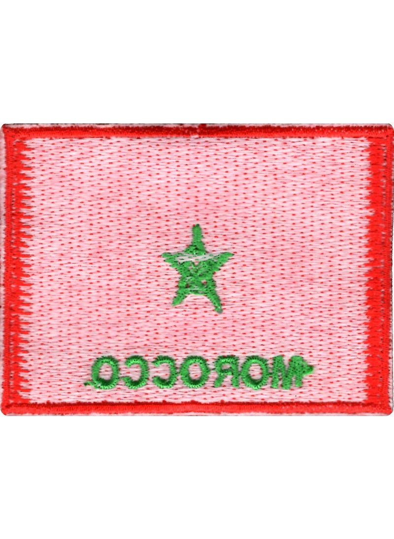Artist Unknown - Morocco Flag Applique Embroidered Sweing Patch Suitable for Jackets, Bags, T-Shirts, Jeans, Pants, Outdoor Clothing ; Size: 7cm x 5cm ; Imported from Malaysia (1 Piece) - Image 1