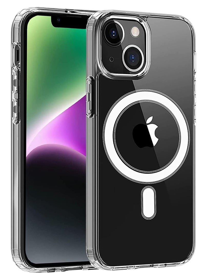 MIGOFAST Magnetic Clear Back Designed for iPhone 14 Clear Phone Case Compatible with Magsafe, Slim Protective Cover - Image 1