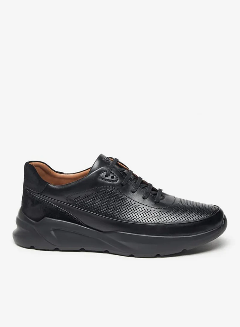 Mens Textured Lace-Up Low Ankle Sneakers