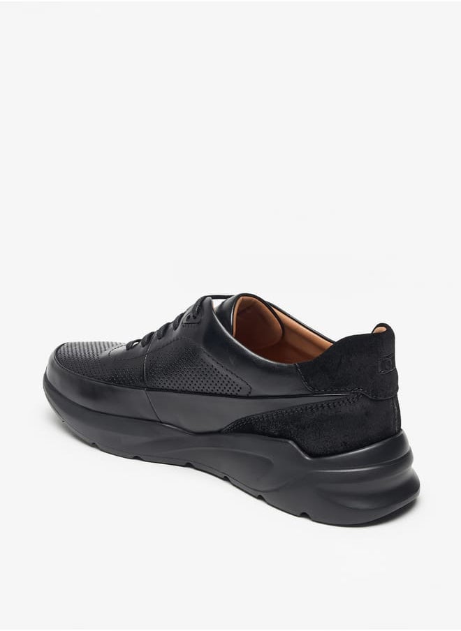 DUCHINI Mens Textured Lace-Up Low Ankle Sneakers  - Image 2