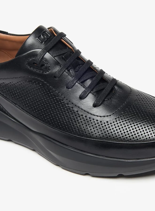 DUCHINI Mens Textured Lace-Up Low Ankle Sneakers