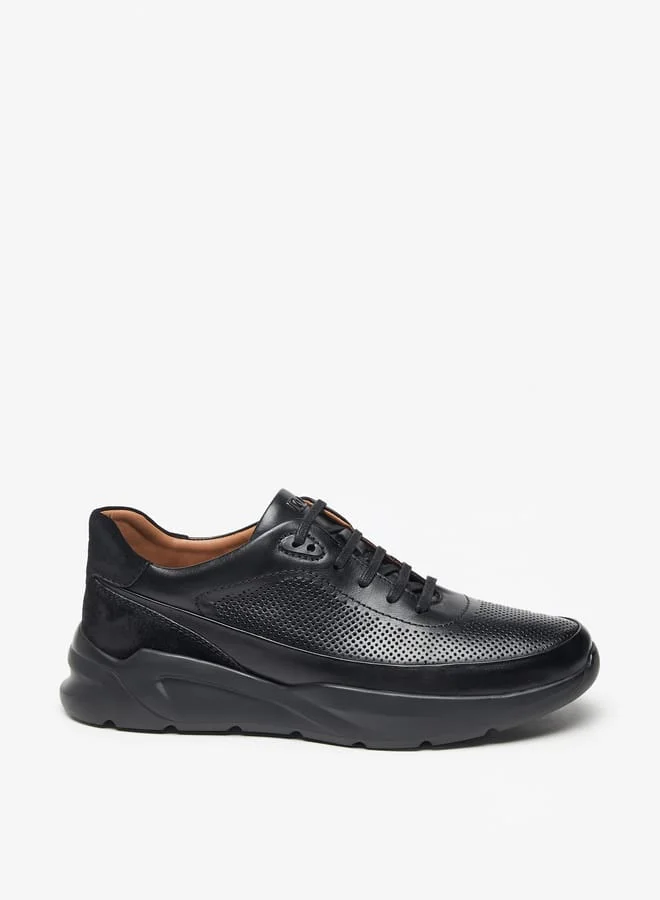 DUCHINI Mens Textured Lace-Up Low Ankle Sneakers