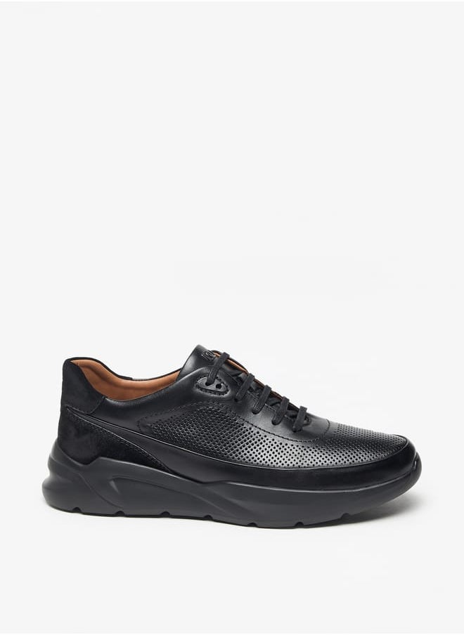 DUCHINI Mens Textured Lace-Up Low Ankle Sneakers  - Image 3