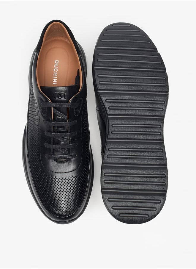 DUCHINI Mens Textured Lace-Up Low Ankle Sneakers  - Image 4