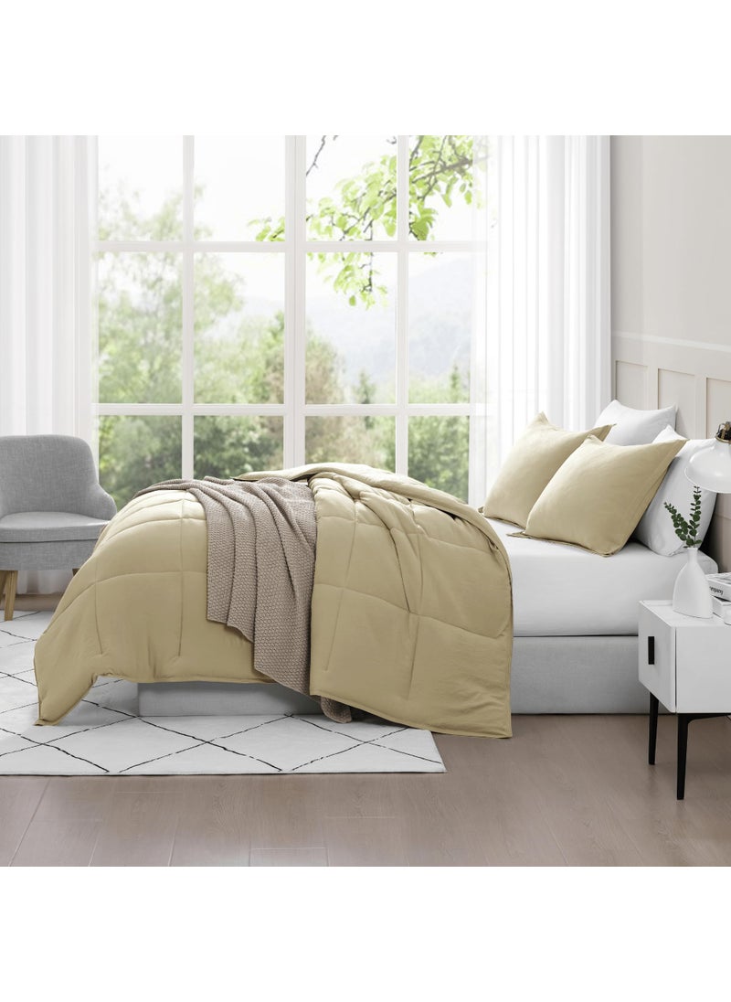 Casa Platino Casa Platino Pre-Washed Comforter Set King Size- 3 Piece King Comforter Set - Hydro-Brushed 100% Microfiber King Bedding Comforter Set - Soft & Breathable Bedding King Size Comforter Set- Linen  - Image 5
