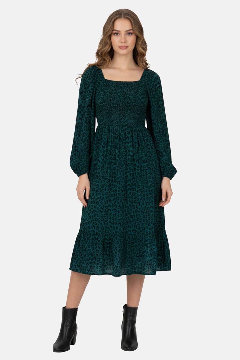 GAP Women Animal Print Midi Dress, Multicolor - Image 1