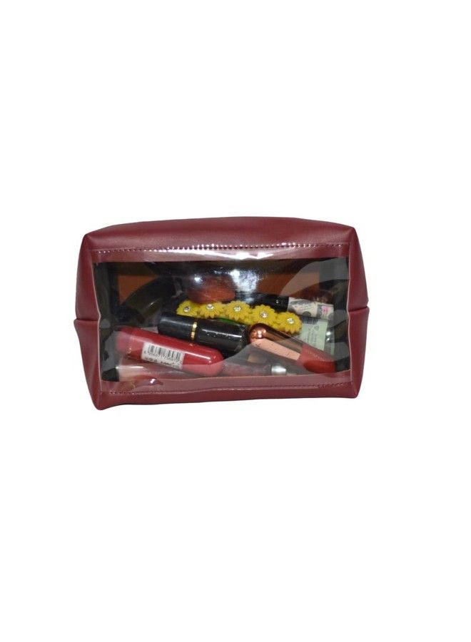 MPK PERFECT Women's Pu Leather Cosmetic Bag (Maroon) - Image 3