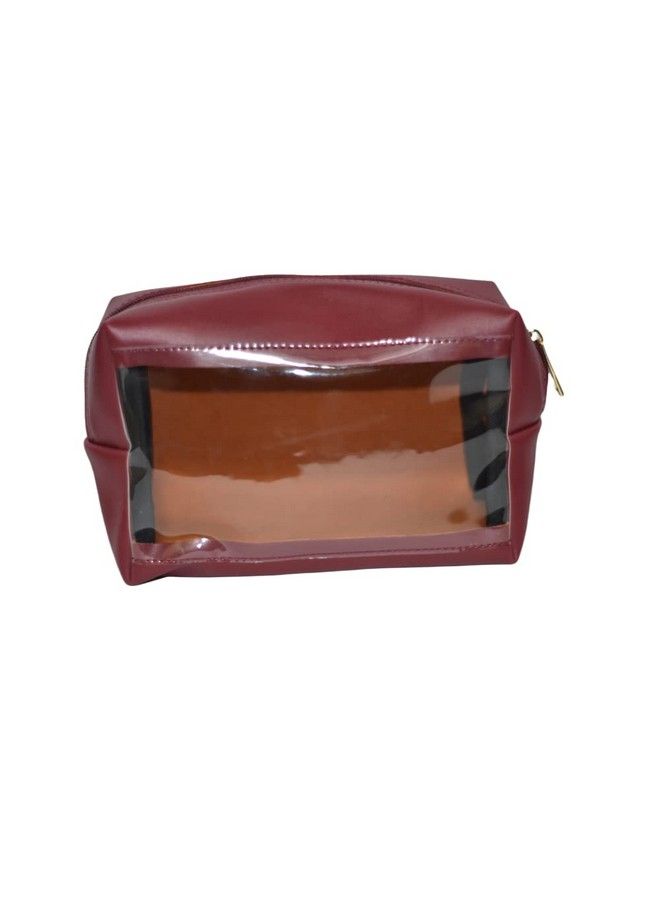 MPK PERFECT Women's Pu Leather Cosmetic Bag (Maroon) - Image 2