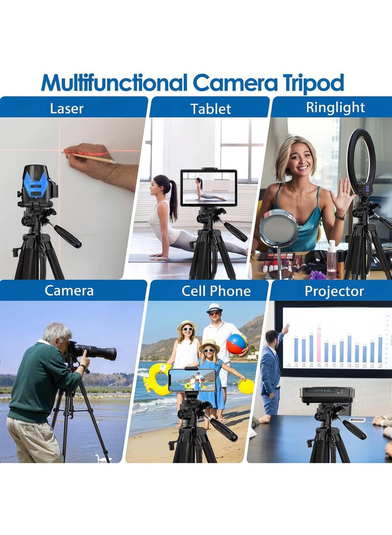 Eesyy 168cm Phone & Camera Tripod, Lightweight Aluminum Tripod Stand with 360° Panorama Shooting, Remote Control & Travel Bag, Fits DSLR, Smartphone, Projector, Spotting Scop - Image 4