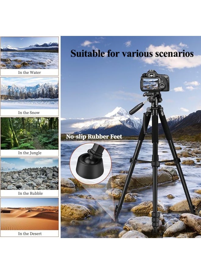 Eesyy 168cm Phone & Camera Tripod, Lightweight Aluminum Tripod Stand with 360° Panorama Shooting, Remote Control & Travel Bag, Fits DSLR, Smartphone, Projector, Spotting Scop - Image 5