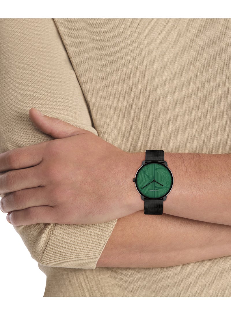 CALVIN KLEIN ساعة كالفن كلاين التناظرية المستديرة للرجال والنساء - علبة خضراء - 25300013 - Image 3