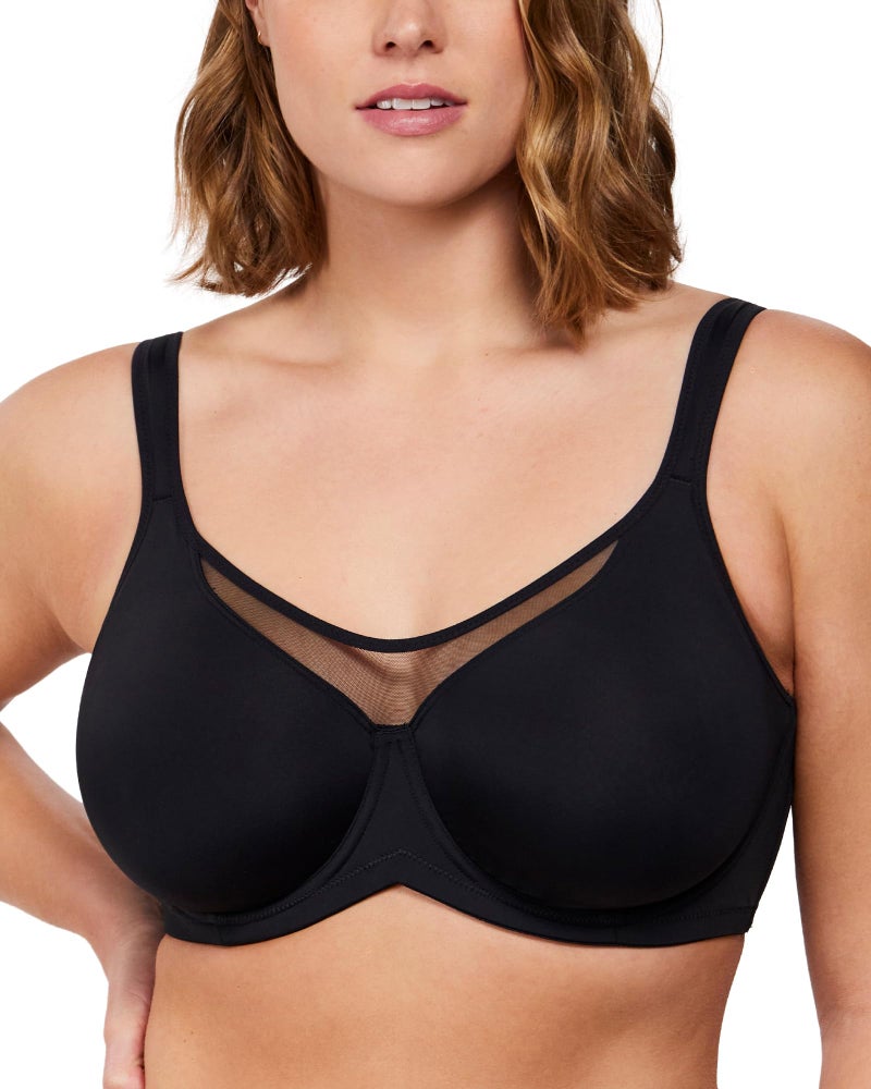 HSIA Minimizer Bras for Women Plus Size, Full Coverage Coolcomfort T Shirt Unlined Bra with Underwire for Heavy Breast, Rich Black 38DD - Image 1